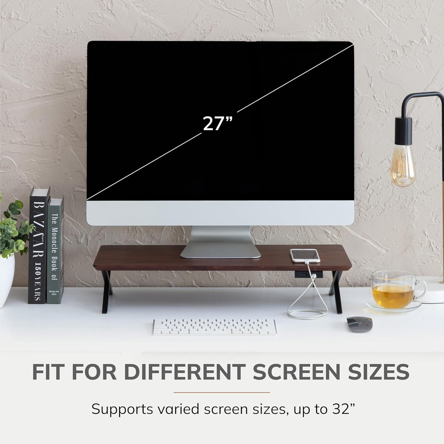 Anji Mountain Monitor Stand - Desktop Organizer & Laptop Riser, Ergonomic Monitor Riser, Space-Saving Monitor Stand for Desk, Durable Construction, Easy Assembly, Ideal for Home & Office,Walnut