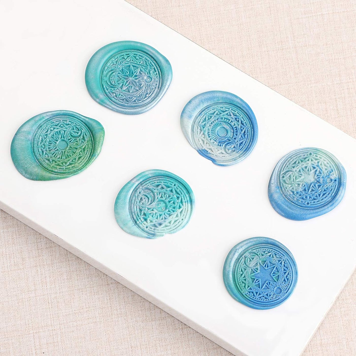 OwnMy 6 PCS Wax Seal Stamp Set with Magic Symbols Wax Stamp Heads and Wooden Handle, Vintage Retro Classical Wax Sealing Stamp Crafts Wax Seal Stamp Kit with Gift Box for Invitation Envelopes Letters