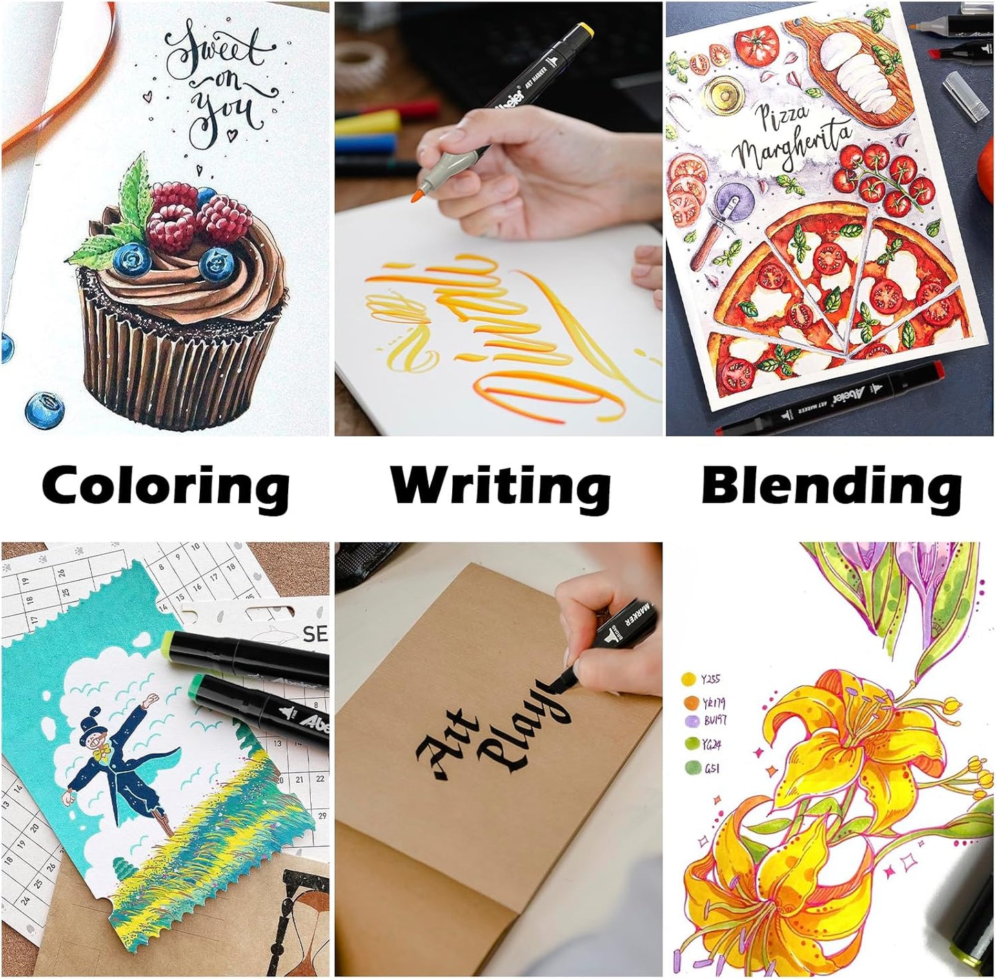 ABEIER 100 Colors Dual Tips Alcohol Markers Set, Art Markers for Drawing, Permanent Sketch for Kids Adult Coloring