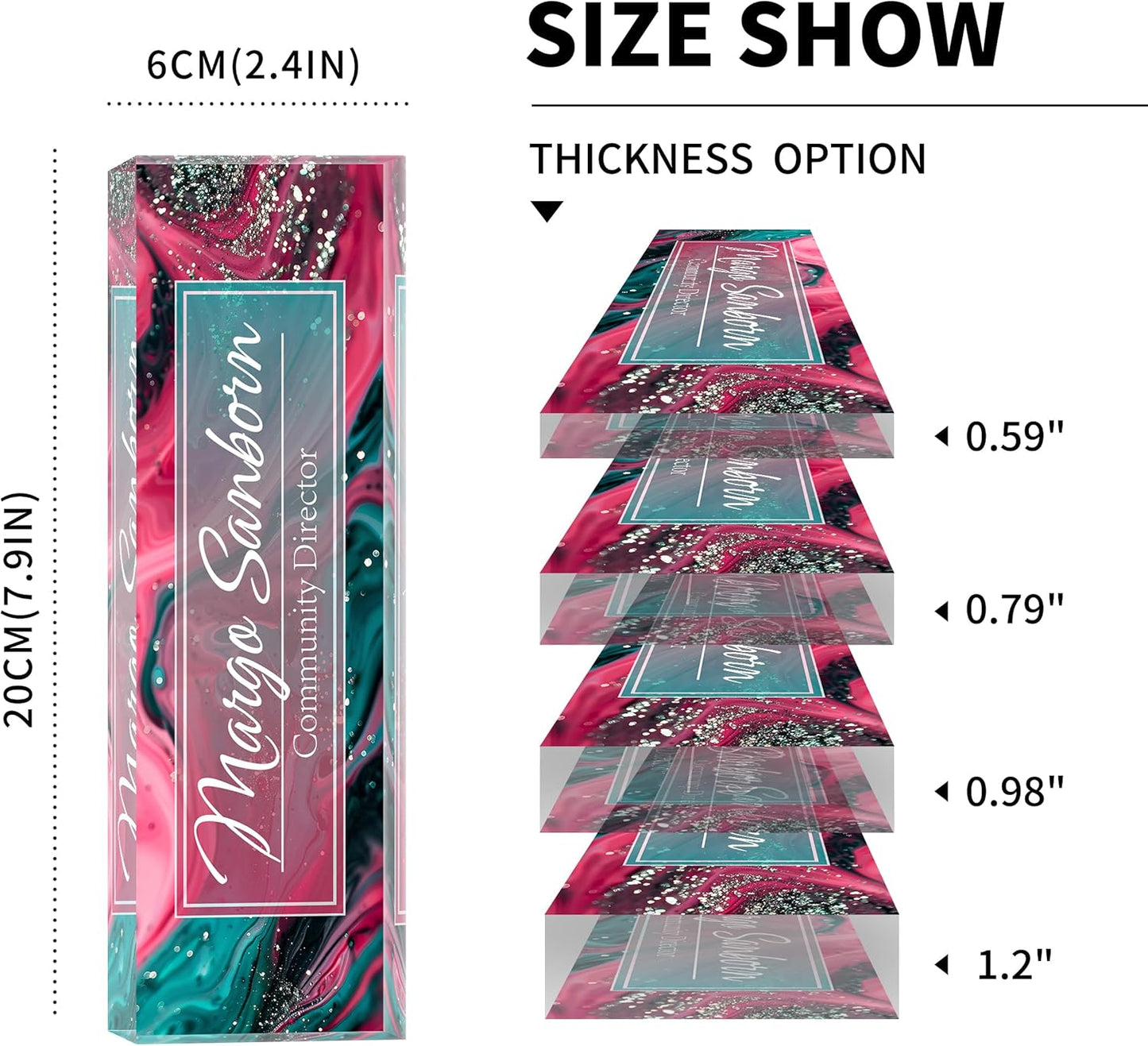 Personalized Name Plate for Desk, Custom Desk Name Plate, Acrylic Name Plate Office Desk Accessories, Personalized Office Gifts for Coworkers Teachers, Employee Appreciation Gifts (C-Teal Spark)