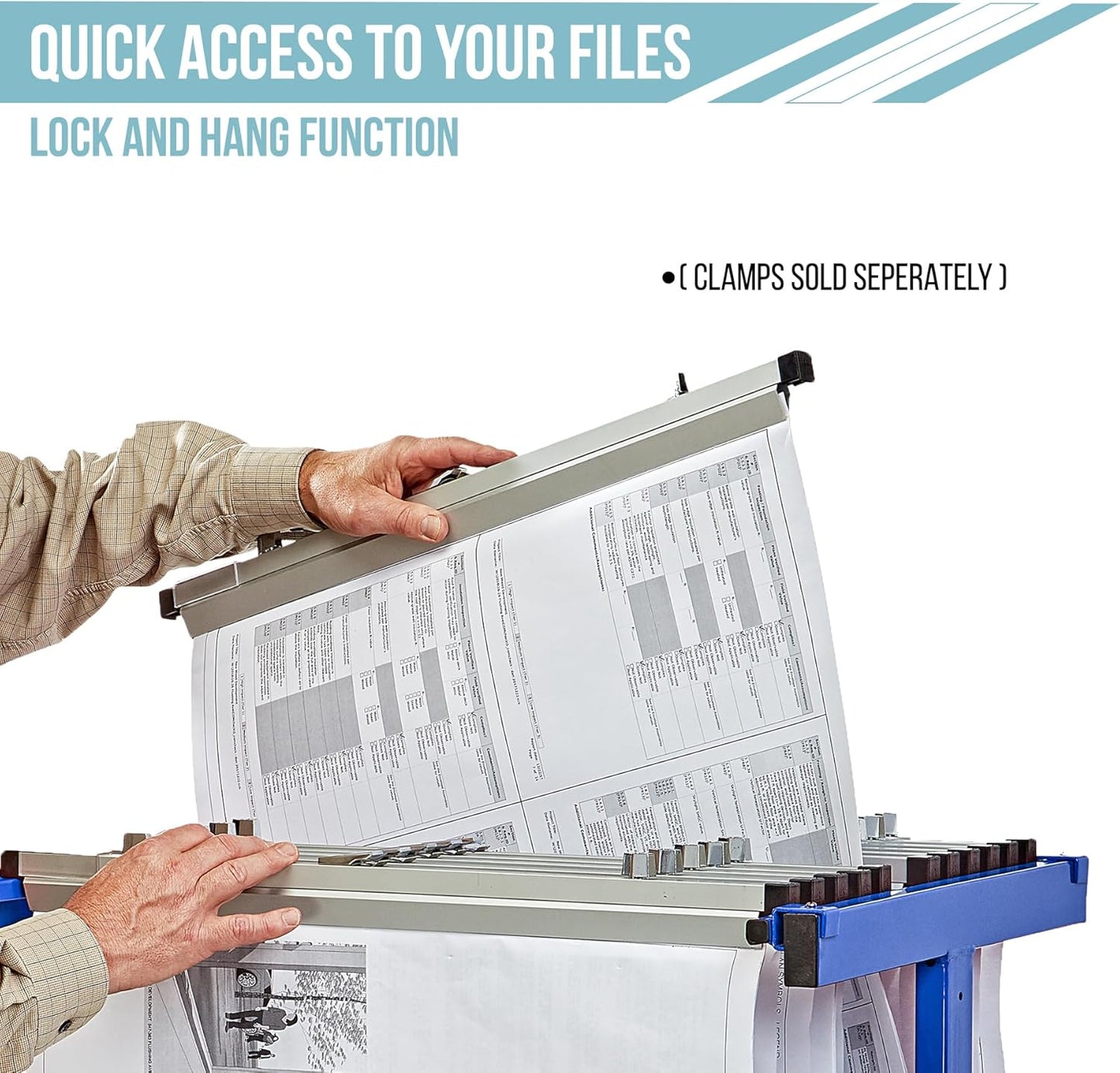 Adir Mobile Blueprint Storage Rack - Adjustable Mobile Blueprint Holder, Vertical Architect Drawing Rack with Wheels, Poster Display, Construction Plans Holder (Without Blueprint Clamps)