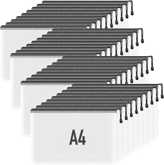 Umriox Zipper Pouch, 13.0x9.0 in (Black, 36 Packs), Zipper Pouches for Organizing, Clear Zipper Pouches for Office Supplies