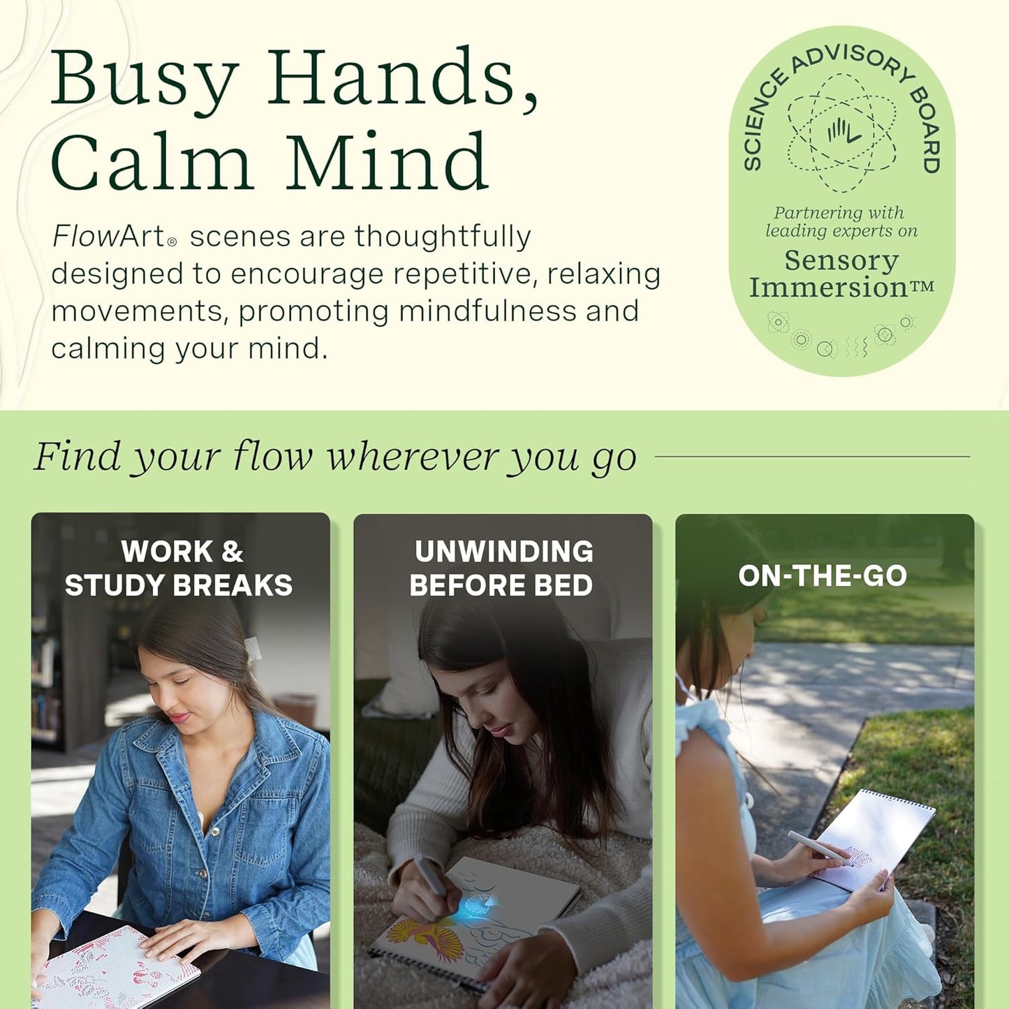 Lifelines FlowArt Activity Pad, 2-Pack Fall Set + Bonus Pad - Guided Art Meditations with Markers - Illuminate & Create and Pogo-Dot - Coloring Books for Teens, Adults & Seniors