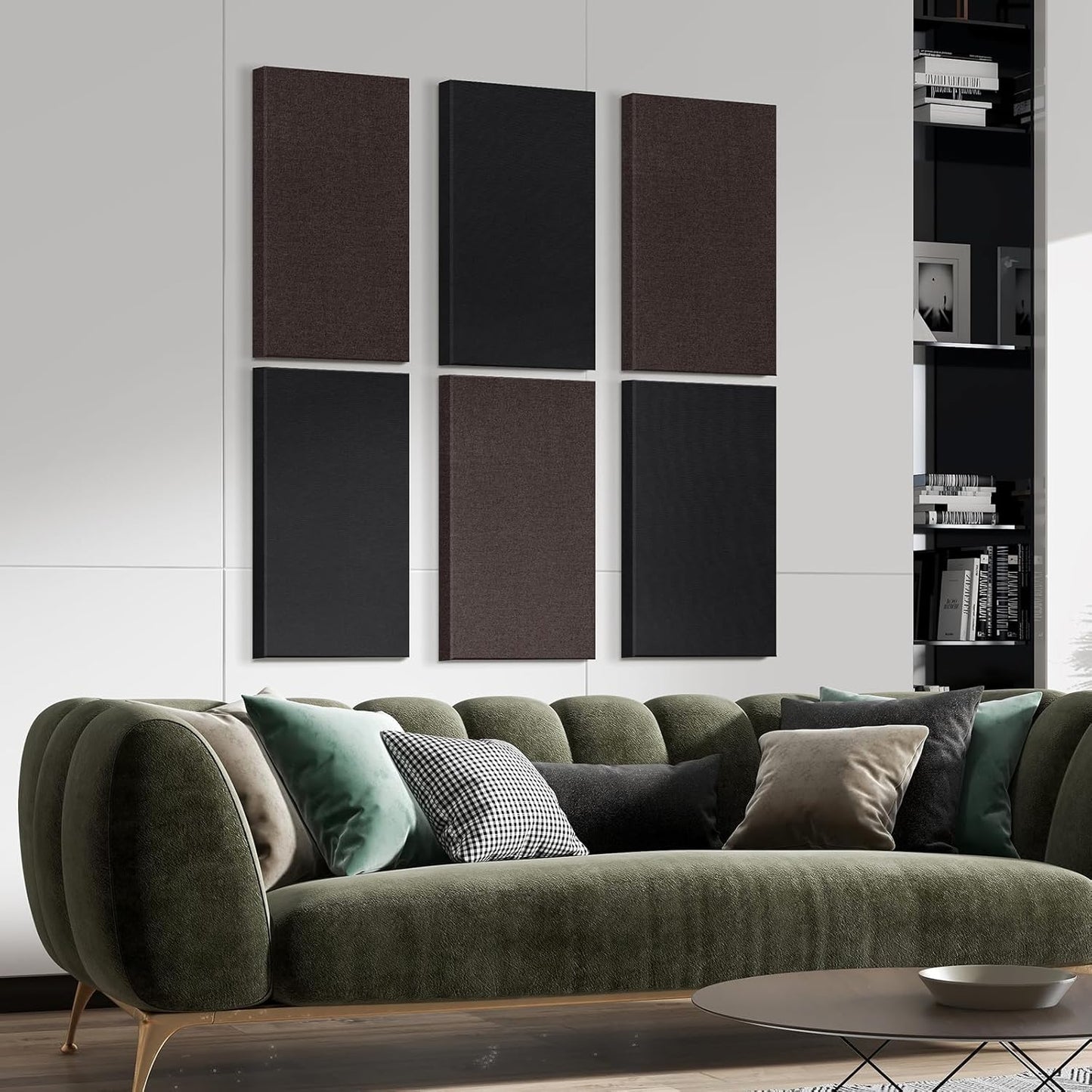 UMIACOUSTICS 2 PCS Acoustic Panels, Fiberglass Sound Absorbing Wall Panels, Self-adhesive Sound Proof Panels for Studios, Office, Home Theater.Coffe-Color