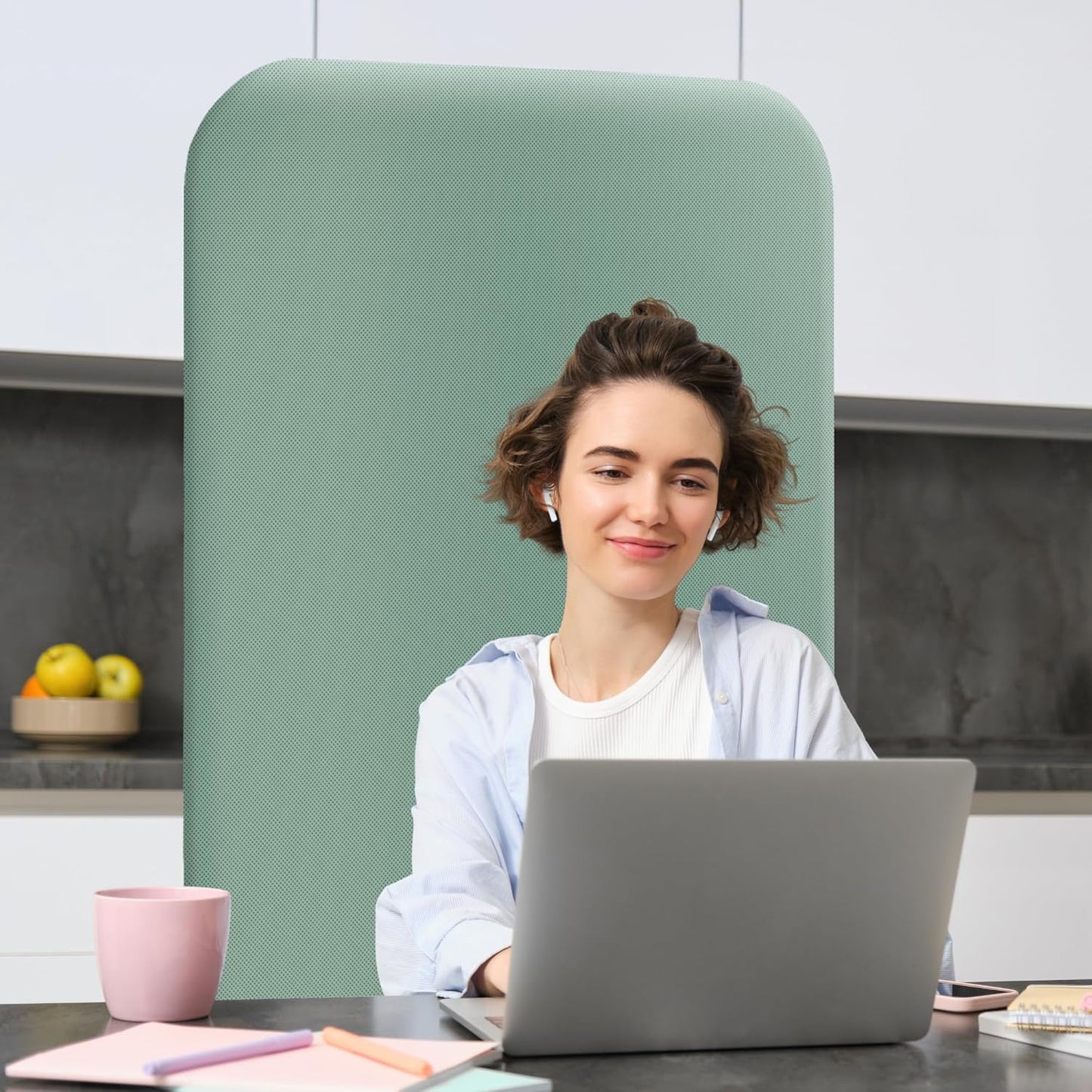 DECOLAB Standing Room Divider, Space Privacy Partition, Portable Wall Panel for Studio Apartment, Office, Home, Classroom, Scratch Resistance, 29"x65", Aqua