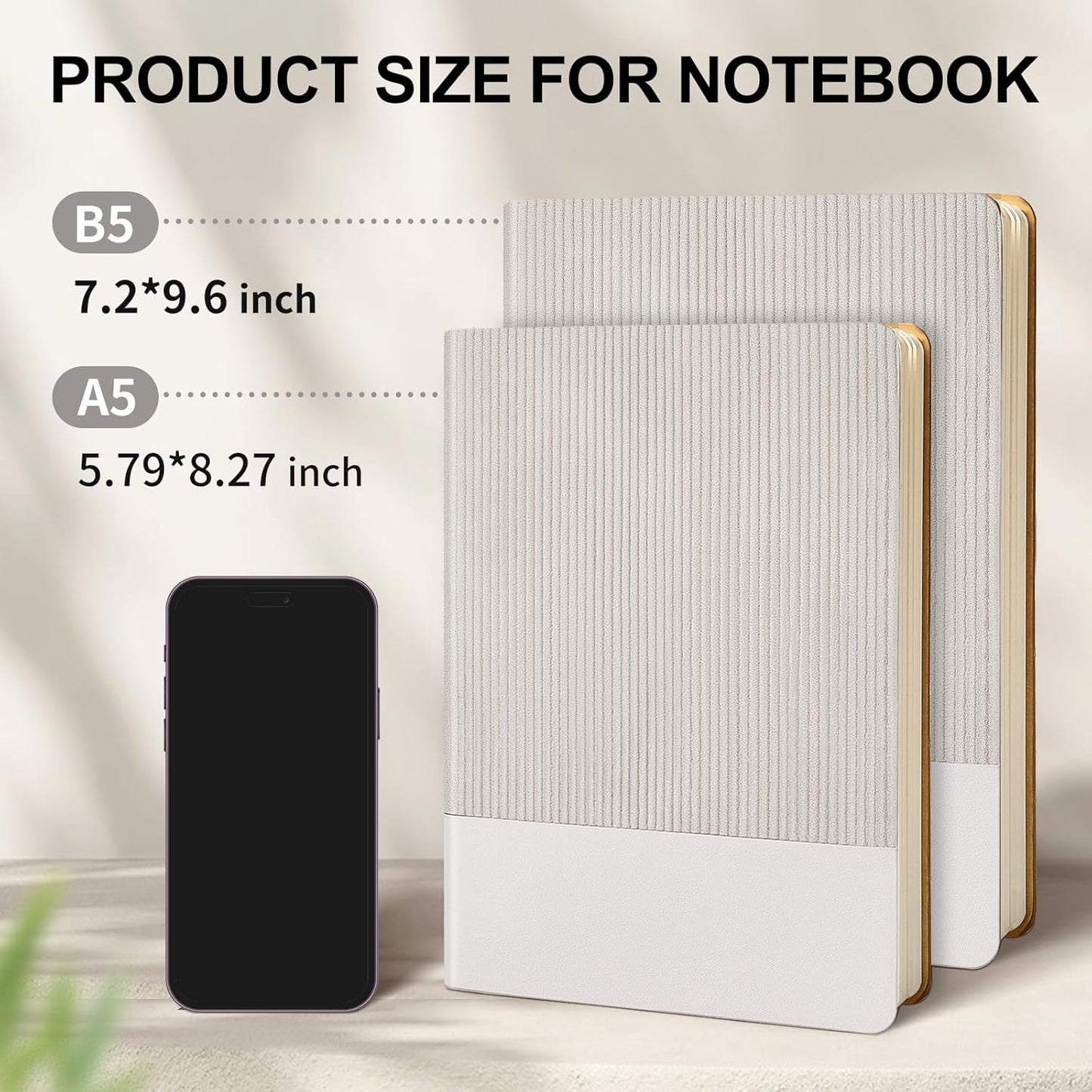 Lined Journal Notebook for Work College Ruled Note Book 5.79"x8.27" A5 PU Leather Daily Journaling 216 Pages for Women Men Writing Home School Supplies Business (A5 Lined 216pages, 06-Grey)