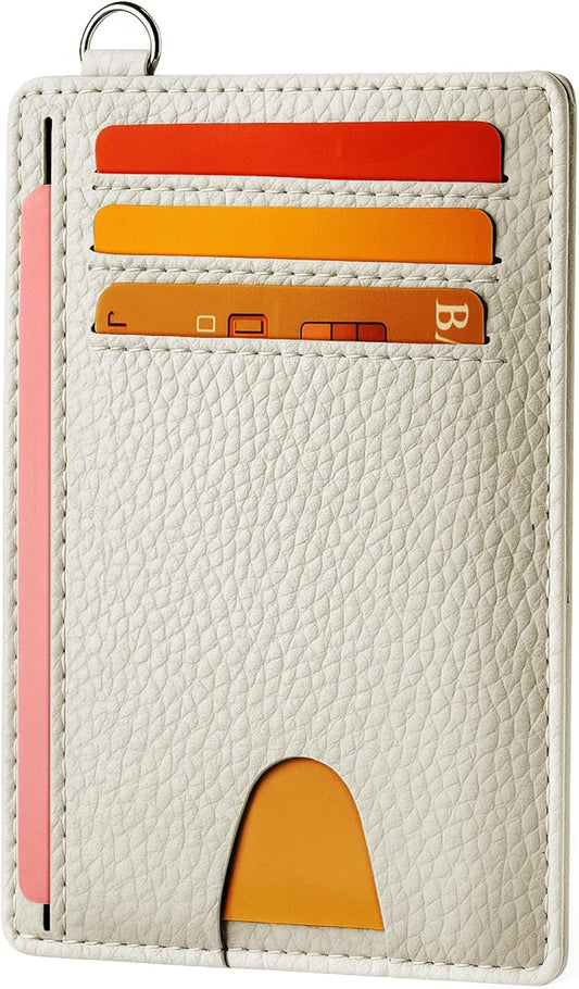 Mayski Slim Wallet, Credit Card Holder for Women, Minimalist Front Pocket RFID Blocking Card Cases, Small Wallet Women Men(Litchi Beige)