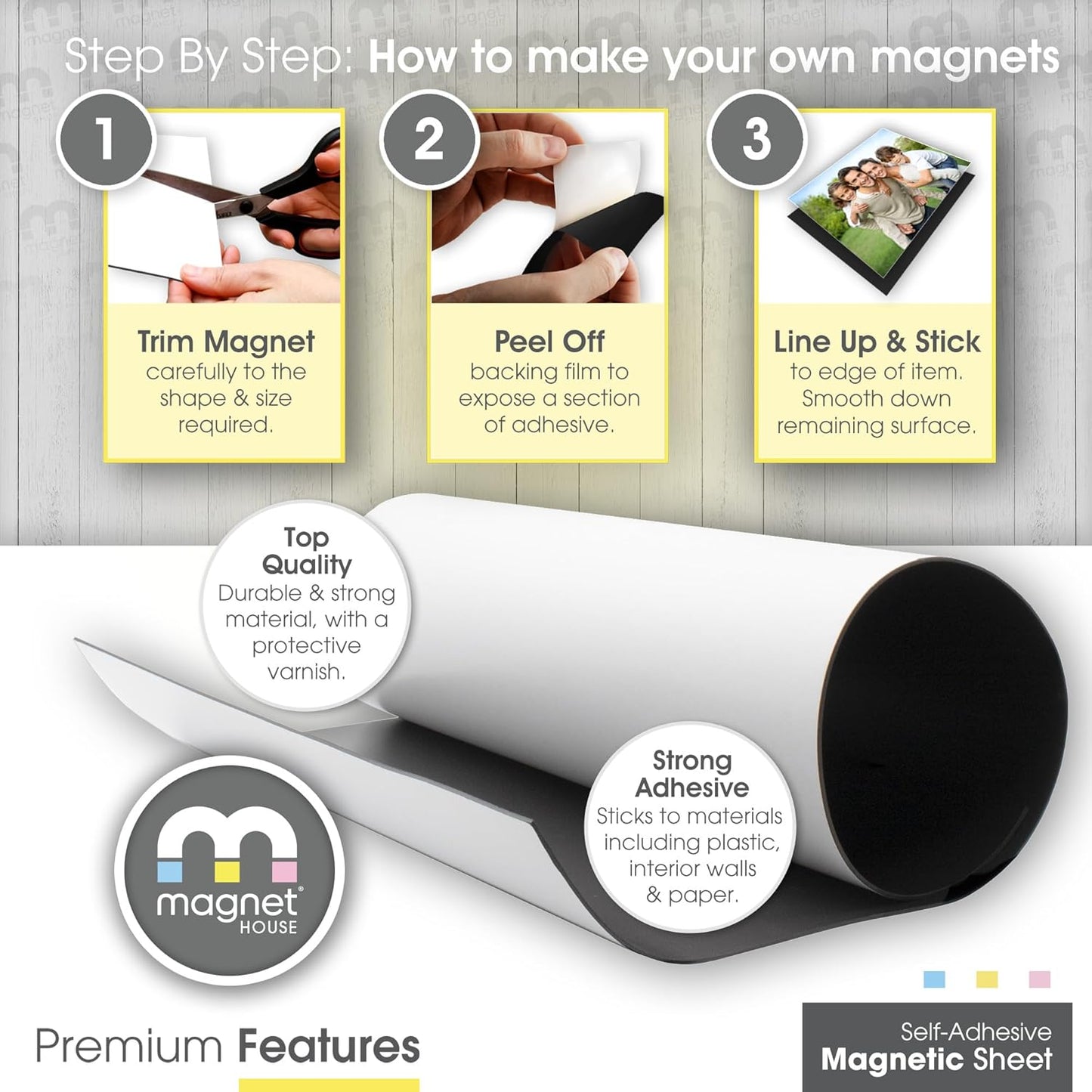 TMS Magnetic Sheet, Tape and Strips with or Without Self-Adhesive Backing for Stickers | Die and Craft Storage | Flexible Rubber Magnet | 10 Sheets | 20mil or 30 mil Thick | 8.5” x 11”