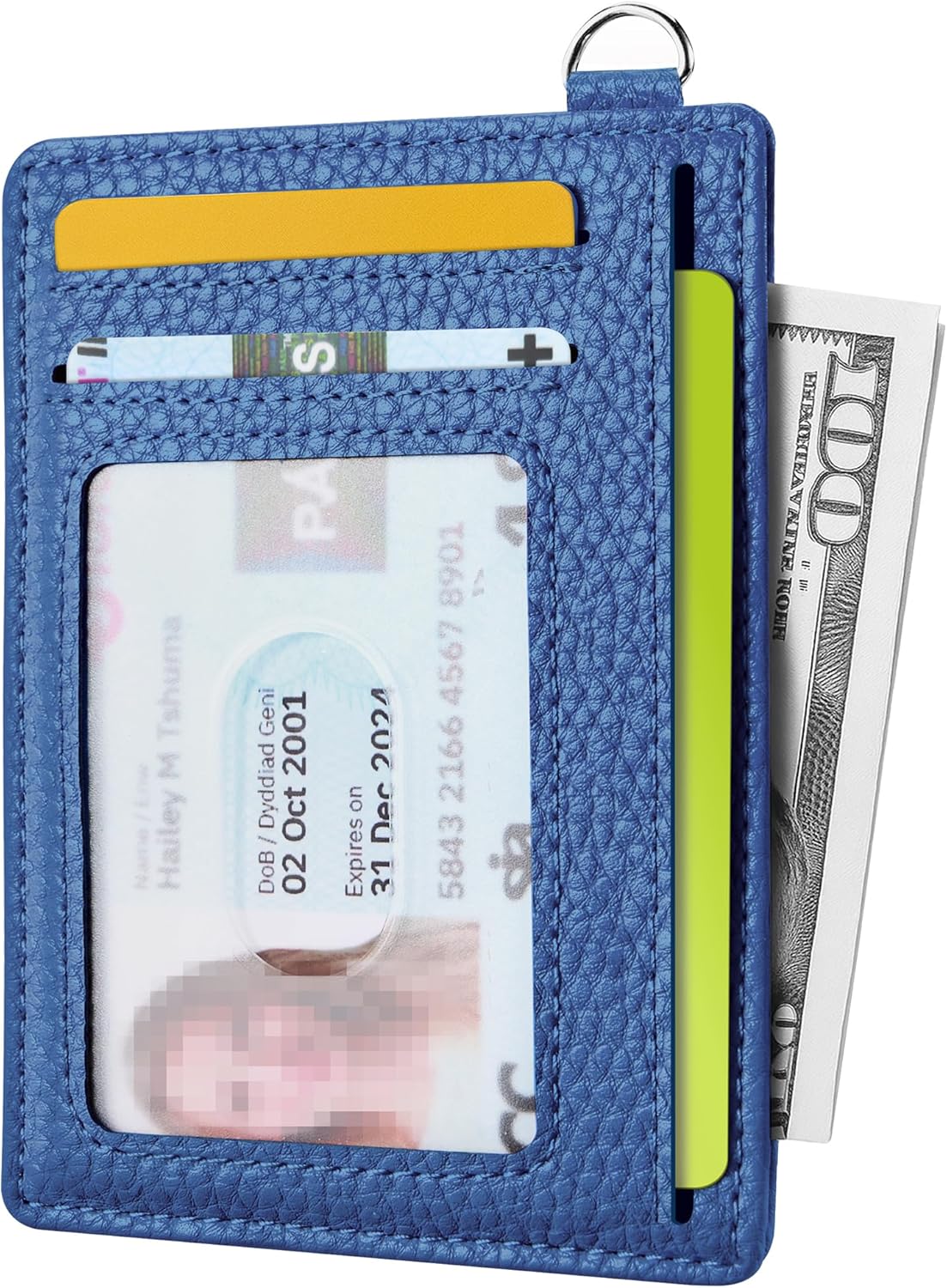 Mayski Slim Wallet, Credit Card Holder for Women, Minimalist Front Pocket RFID Blocking Card Cases, Small Wallet Women Men(Litchi Ocean Blue)