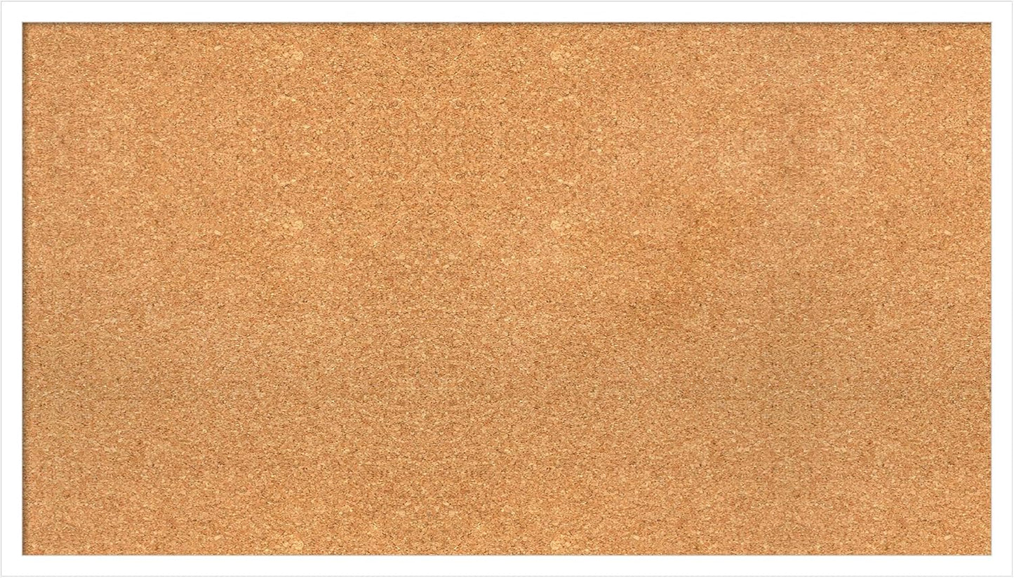 Amanti Art Natural Cork Board for Wall, 21x37 Vision Board with White Frame, Large Corkboard Office Decor for Home Organization, Modern Corkboard Pinboard to Display Items for Home Organization in