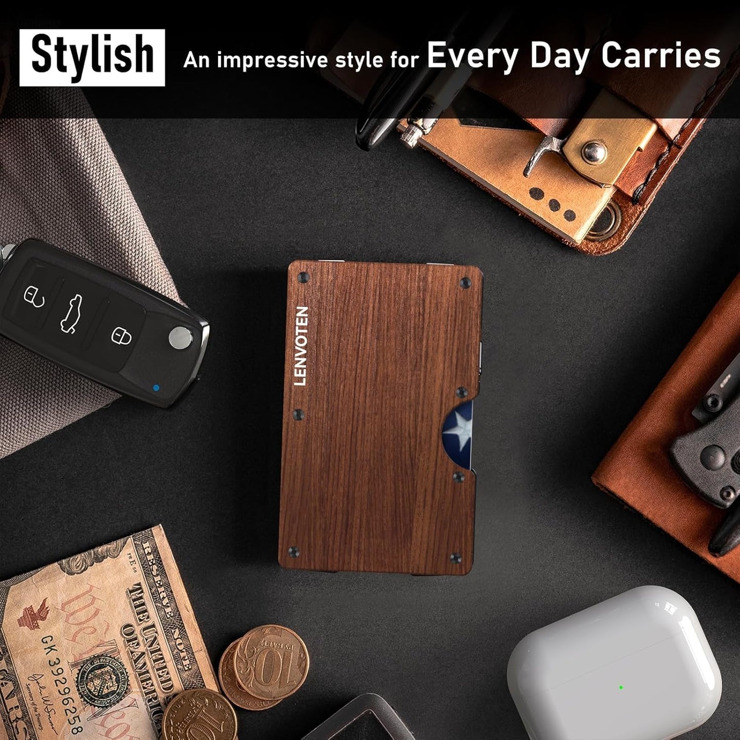 Minimalist Wallet for Men, Metal Wallet with Money Clip, Slim Compact Wallet, RFID Blocking Card Holder, Metal Aluminum Credit Card Holder, Holds up to 20 Cards