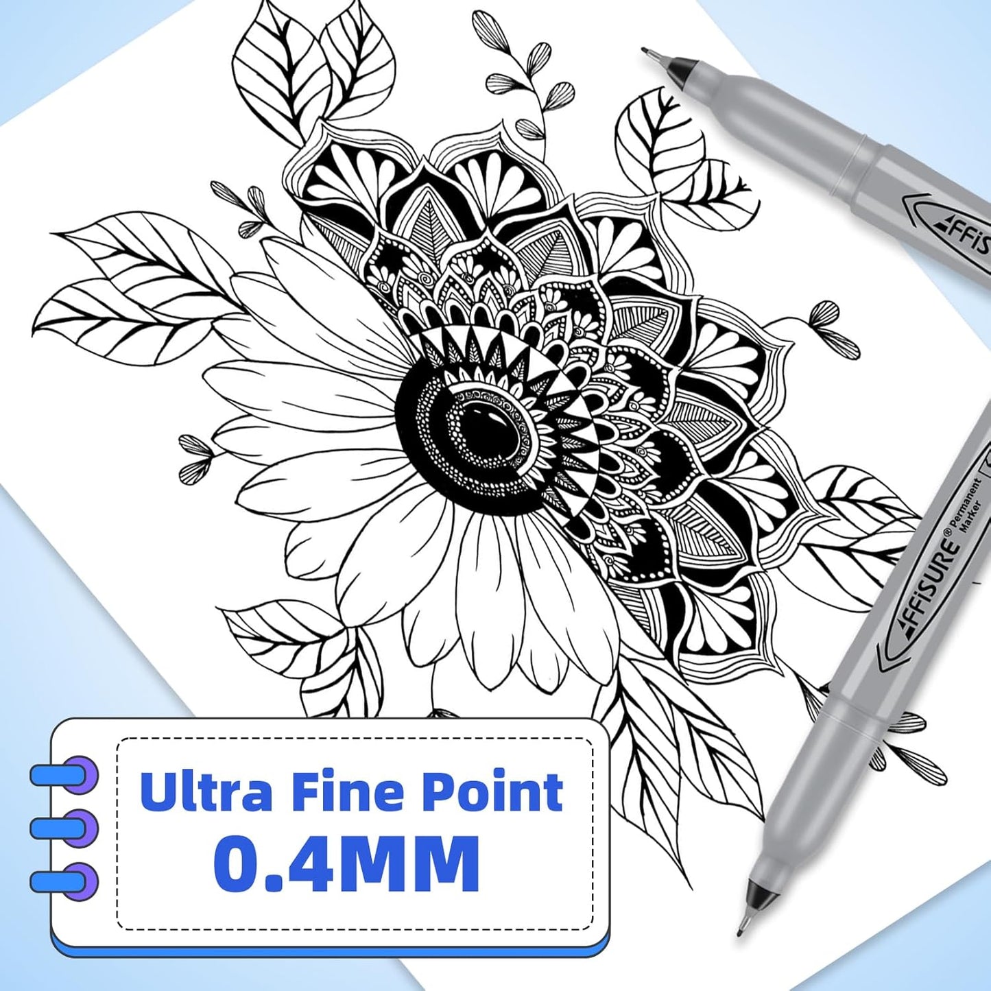 Permanent Markers, Ultra Fine Point, Black, 16 Count, 0.4mm, Fine tip permanent marker set, quick dry, waterproof, fading resists, durable, marks on paper, glass, ceramic, plastic, wood, rock, metal