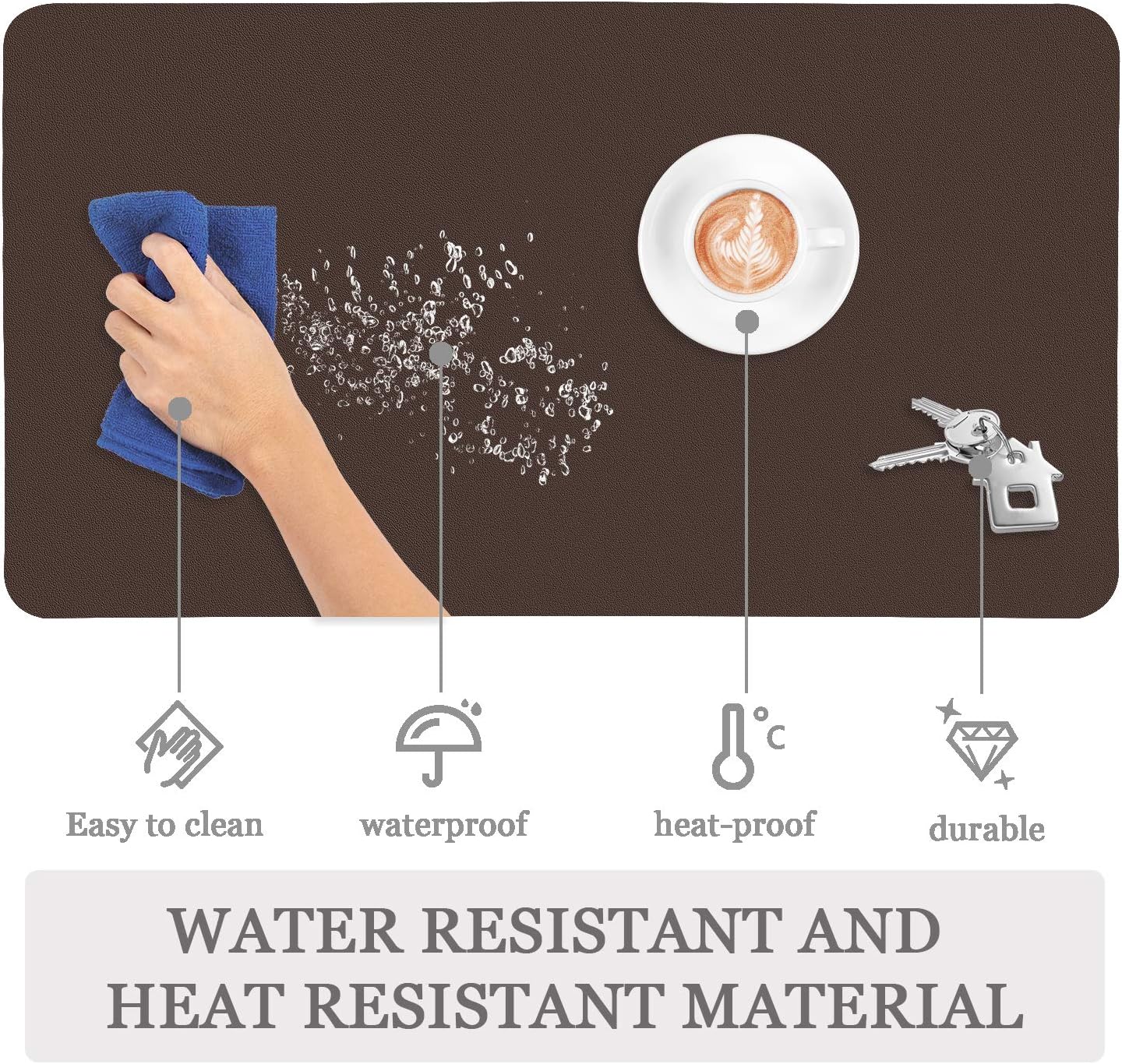 YSAGi Non-Slip Leather Desk Pad, Waterproof Laptop Computer Desk Keyboard Mat, Table Protector Blotter Mat, Large Mouse Pad for Office/Work/Home/Decor(Dark Brown, 23.6" x 13.7")