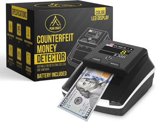 Counterfeit Bill Detector - Counterfeit Money Detector Machine PC278, 4-Way Detection - Money Checker Machine – LED Color Display, UV/MG/IR/Magnetic Rechargeable Fake Bill Detector