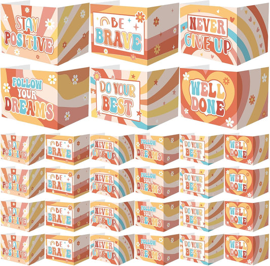 Honoson 24 Pcs Bulk Inspirational Privacy Folders for Students Cardboard Test Privacy Boards Motivational Words Desk Dividers Shield for Classroom School Study Supplies, 6 Styles(Groovy)