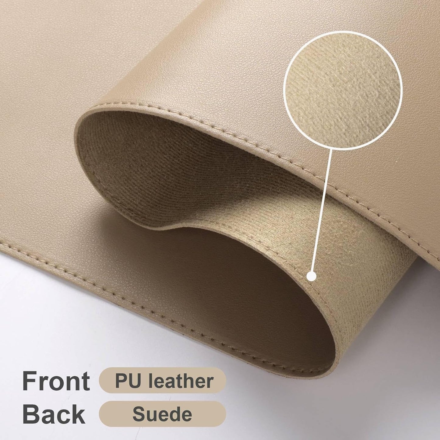 DAWNTREES Desk Mat Protector,PU Leather Desk Pad,Non Slip, Large Mouse Pad and Keyboard Mat, Waterproof Writing Pad for Office and Home (Beige,35.5''x16.9'')