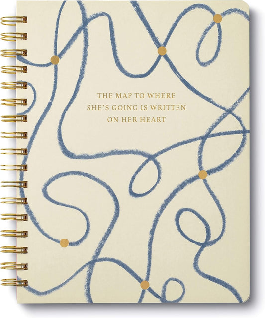 Compendium Spiral Notebook - The map to where she’s going is written on her heart. — A Designer Spiral Notebook with 192 Lined Pages, College Ruled, 7.0”W x 9.25”H