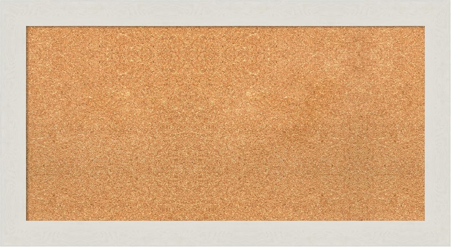 Amanti Art Natural Cork Board for Wall, 19x35 Vision Board with White Frame, Medium Corkboard Office Decor for Home Organization, Country Rustic Corkboard Pinboard to Display Items for Home