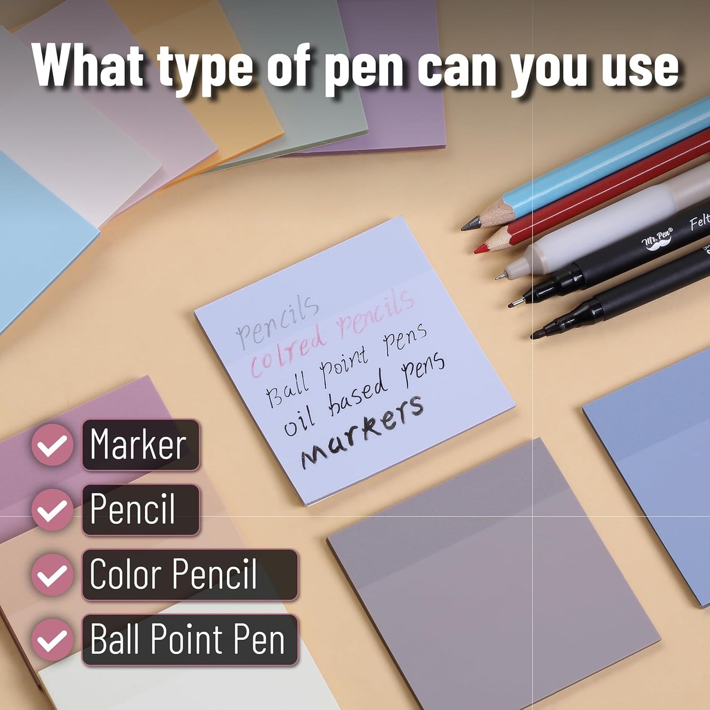 Mr. Pen- Transparent Sticky Notes, 3”x3”, Dreamy Pastel, 12 Pads, 600 Sheets, See Through Sticky Notes