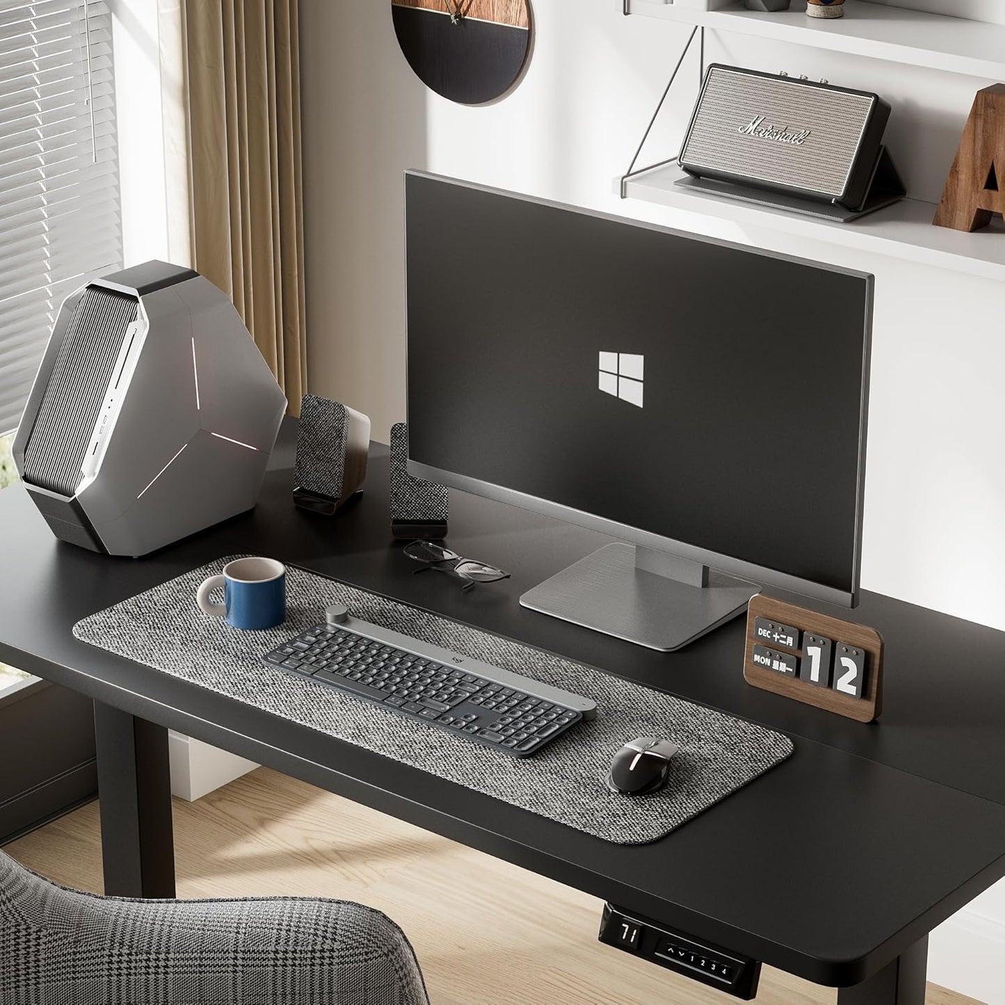 Furmax Electric Standing Desk, 47 x 24 Inches Height Adjustable Desk with Removable Casters, Home Office Computer Desk (Carbon Black)