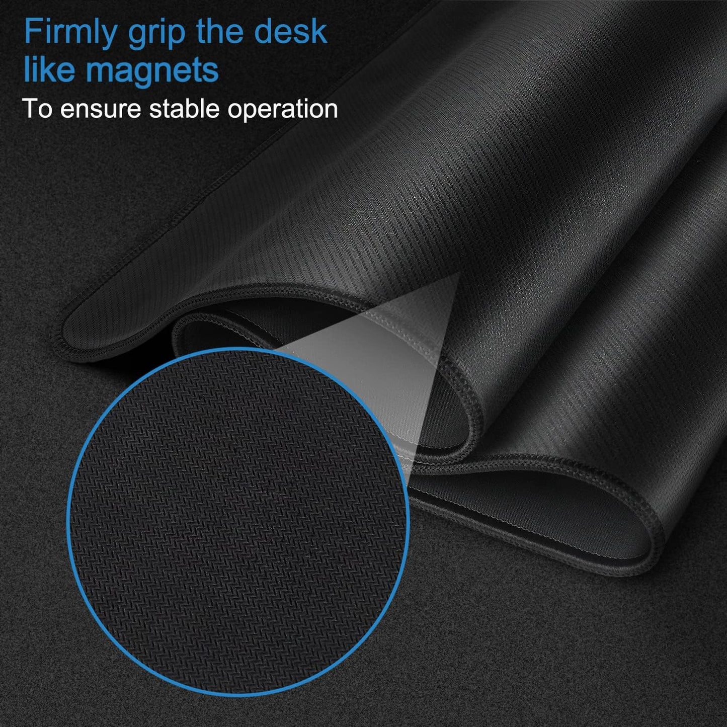 Large Gaming Mouse pad, 31.5x15.7 in Extended Desk Pad with Stitched Edges, Premium Microfiber Cloth Surface Waterproof Non-Slip Stable Rubber Base Keyboard Mat for Office Home Gaming, Black