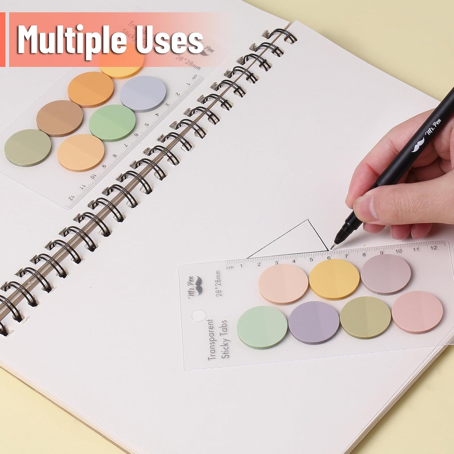Mr. Pen- Transparent Sticky Note Set, 560Sheets, Colorful, Round Transparent Sticky Notes Set