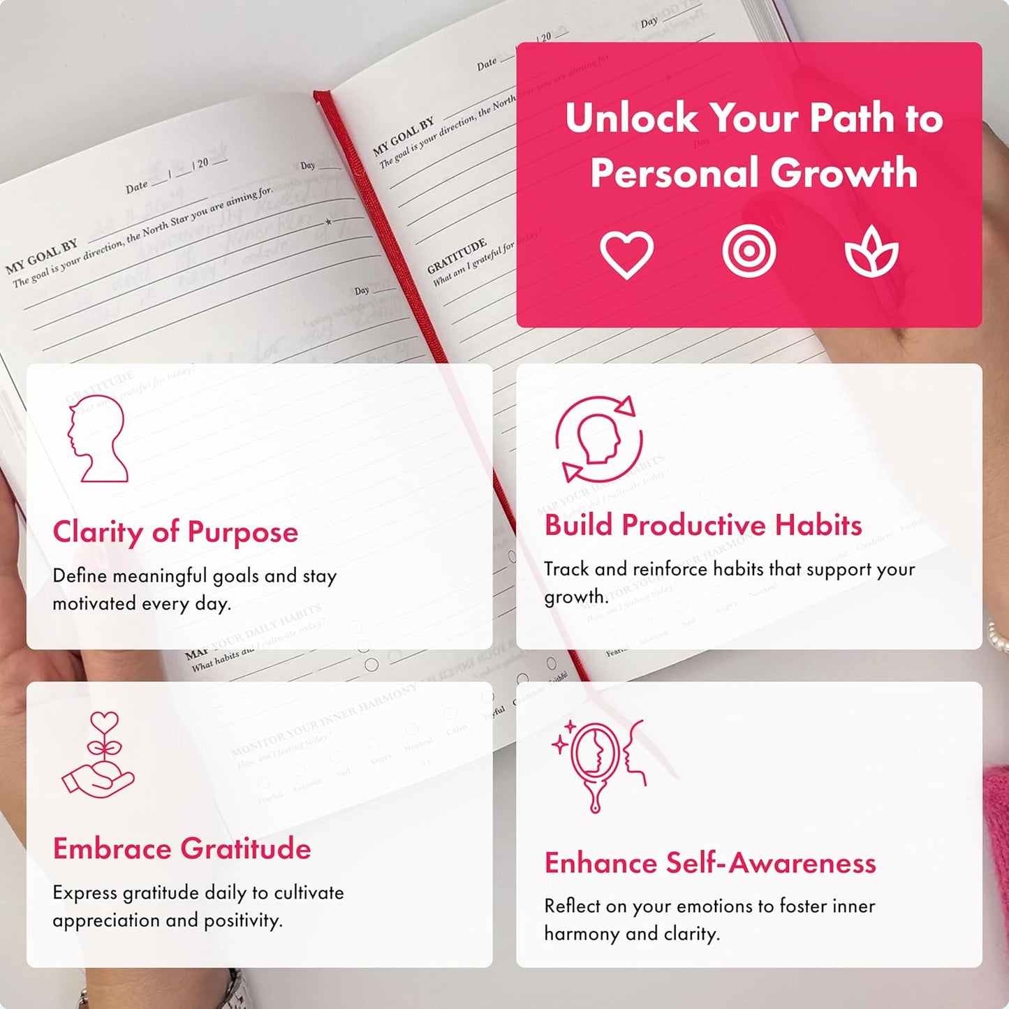 I AM Evolving Journal: Set Goals, Embrace Gratitude, Cultivate Habits, Achieve Inner Peace | Undated Gratitude Journal for Personal Development, Mindfulness, & Daily Reflection. (Misty Rose)