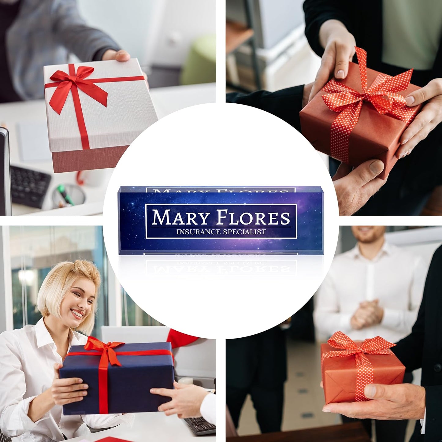 Acrylic Desk Name Plate Personalized-Teacher Name Plates for Desks Classroom-Gifts for Teacher Boss Employee Appreciation Office Desk Decor (Galaxy)