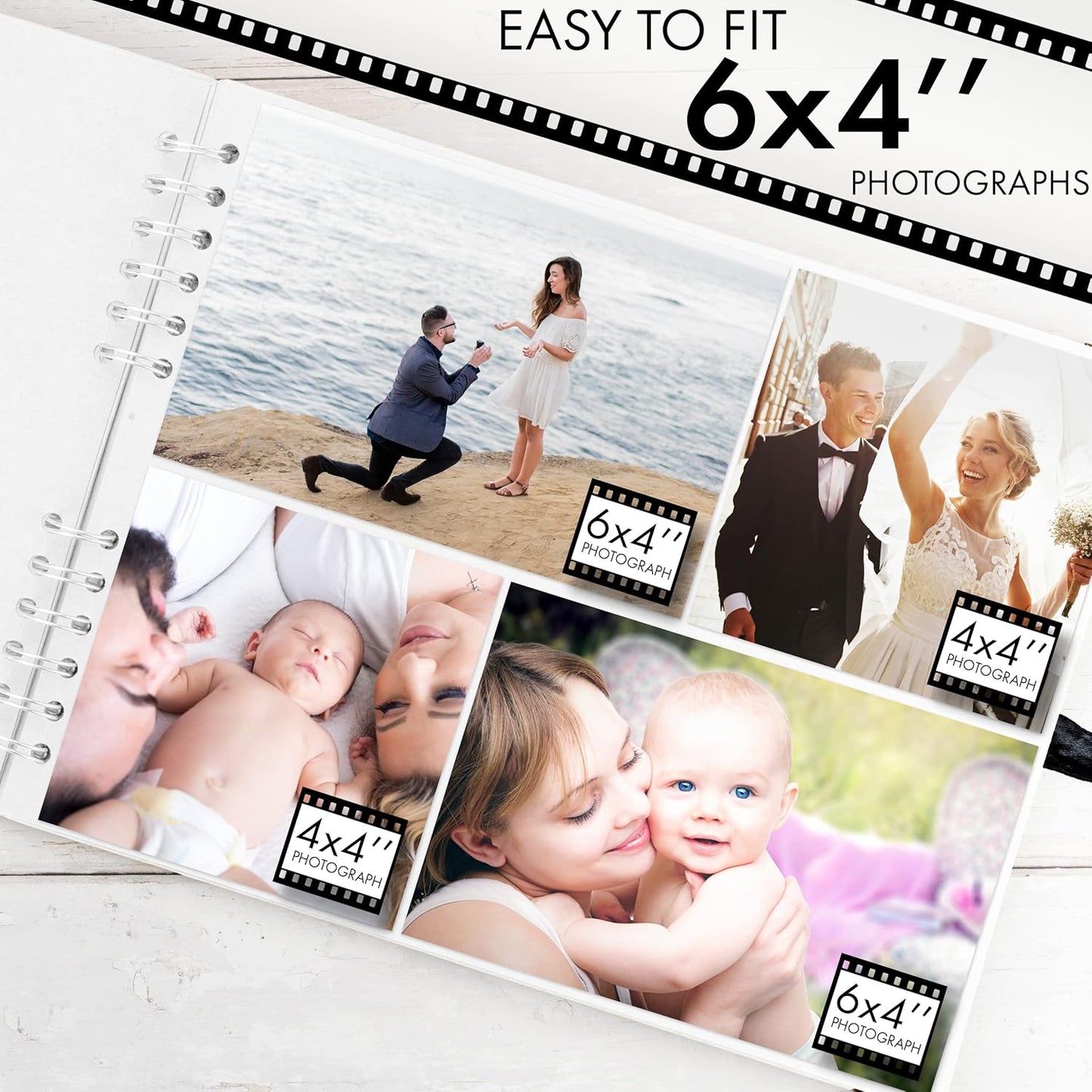 Bstorify Square Scrapbook Photo Albums 50 Pages (28 x 22 cm) White Thick Paper, Hardcover, Metal Corners, Ribbon Closure - Ideal for Your Scrapbooking Albums, Art & Craft Projects