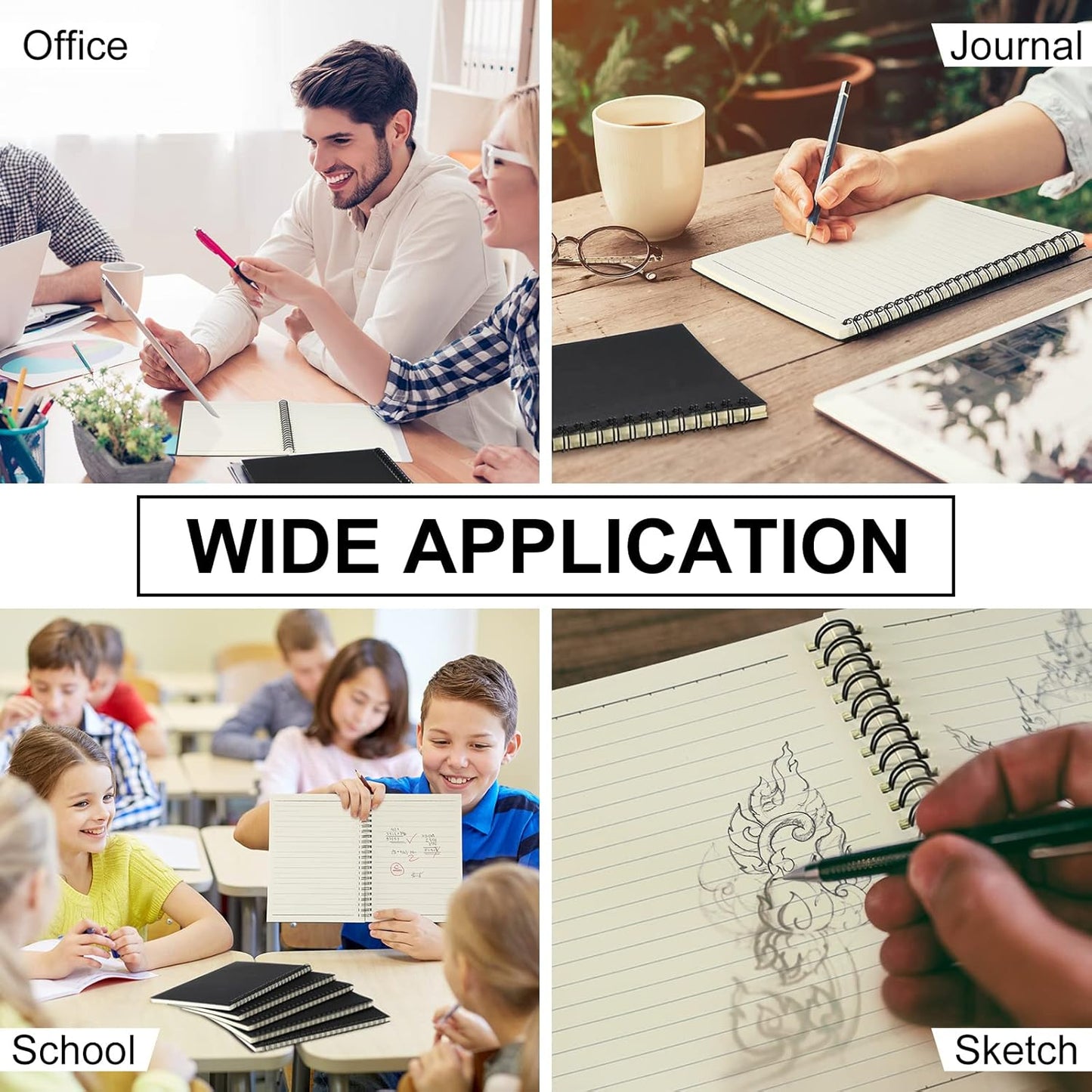 Yahenda Spiral Notebook Bulk A5 Journal Lined 8.3'' x 5.5'' Writing Composition Paper Small Notepad Subject Notebook for Students Office Business Back to School Supplies(Black,200 Pcs)