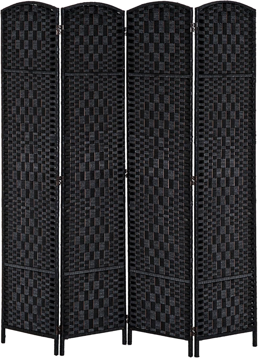 HOMCOM Room Divider 4 Panels Folding Privacy Screen 6FT Tall Portable Wicker Weave Partition Wall Divider for Bedroom Home Office, Black