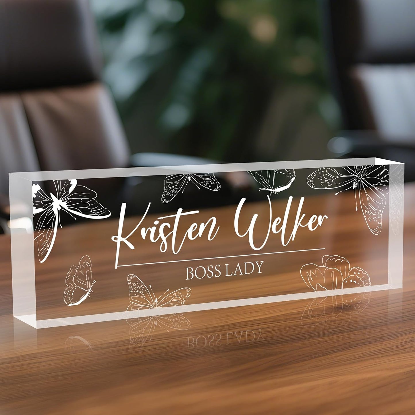 Personalized Desk Name Plates, Acrylic Engraved Name Plate for Desk, Custom Office Gifts & Desk Decor for Women Men, Employee Appreciation Gifts for Boss Teacher Nurse