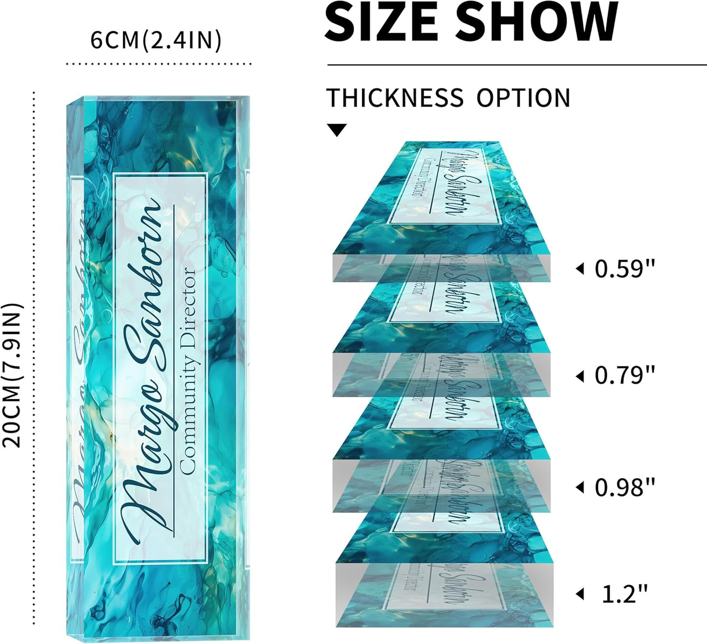 Personalized Name Plate for Desk, Custom Desk Name Plate, Acrylic Name Plate Office Desk Accessories, Personalized Office Gifts for Coworkers Teachers, Employee Appreciation Gifts (Ocean)