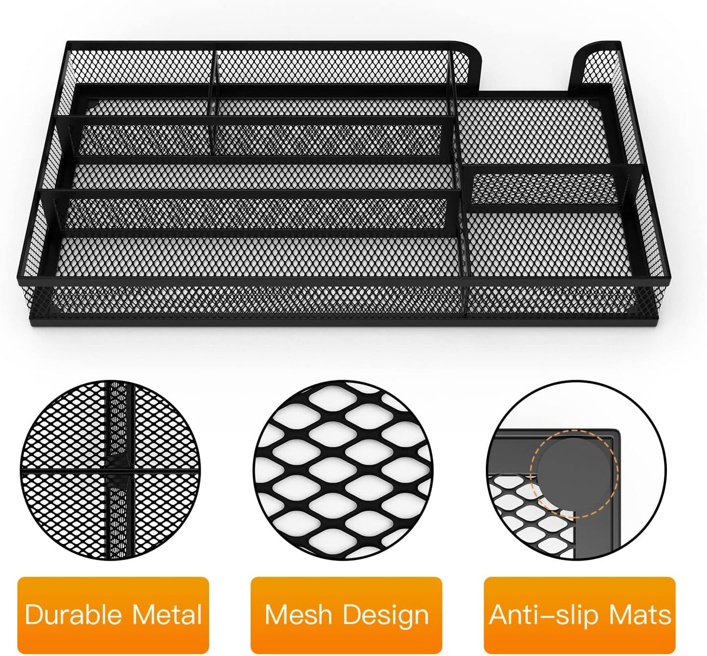 Desk Drawer Organizer, Small Metal Mesh Drawer Organizer Tray, Office Pencil Drawer Organizer Accessories for Desktop, Bathroom, Kitchen, Makeup, Vanity