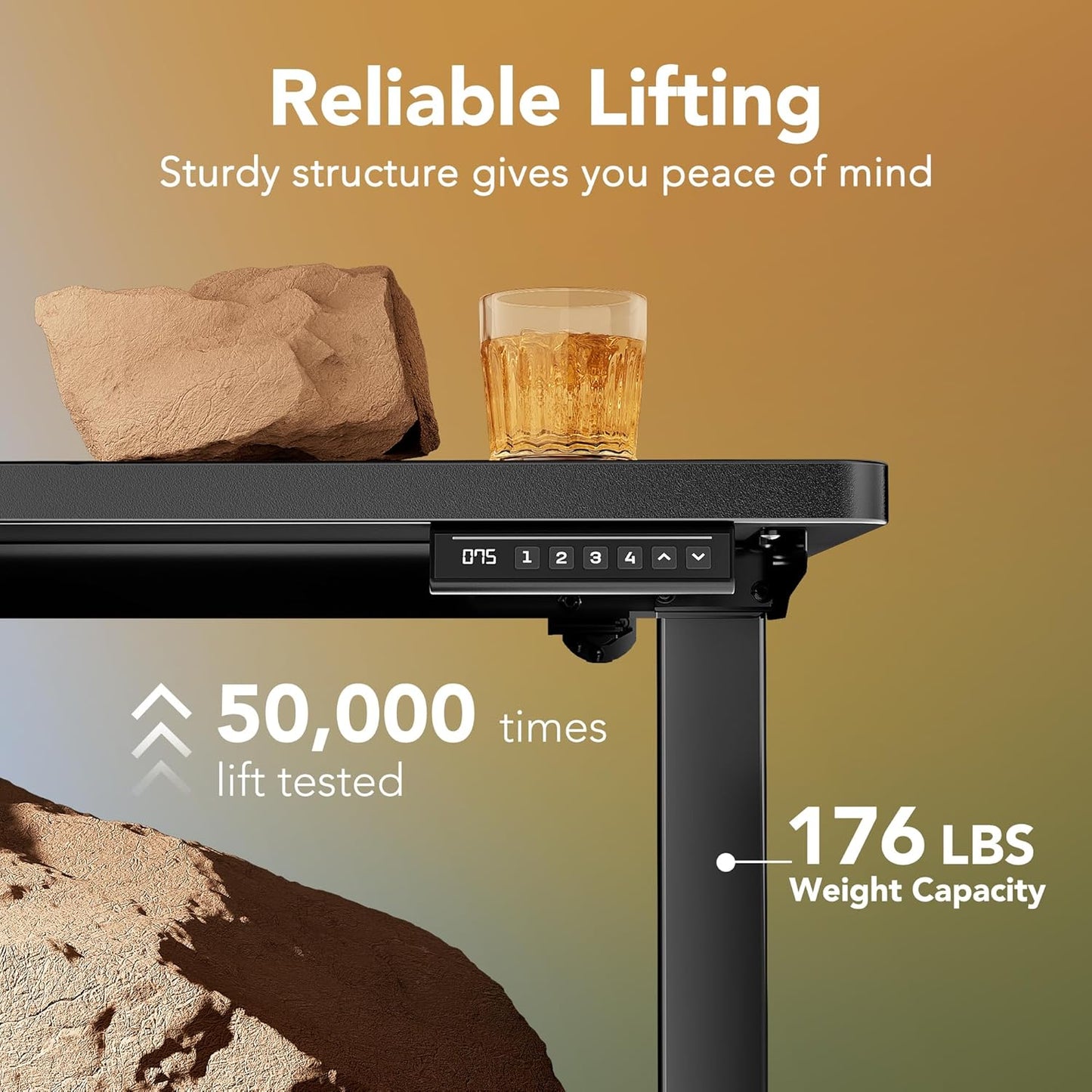 HUANUO 48" Electric Standing Desk Adjustable Height, 4 Memory Height Settings, Sit Stand Up Desk for Home Office & Computer Workstation, Black