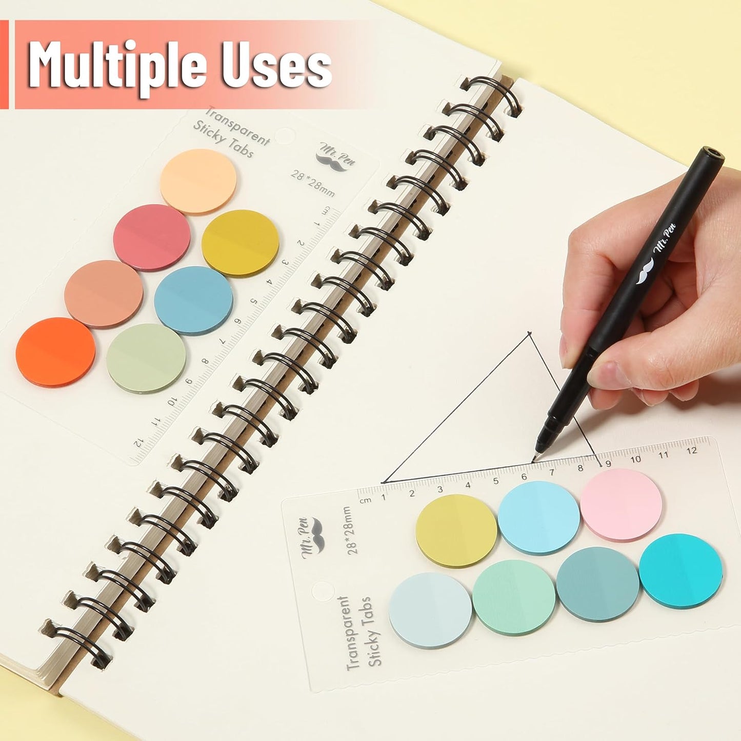 Mr. Pen- Transparent Sticky Note Set, 560Sheets, Colorful, Round Transparent Sticky Notes Set
