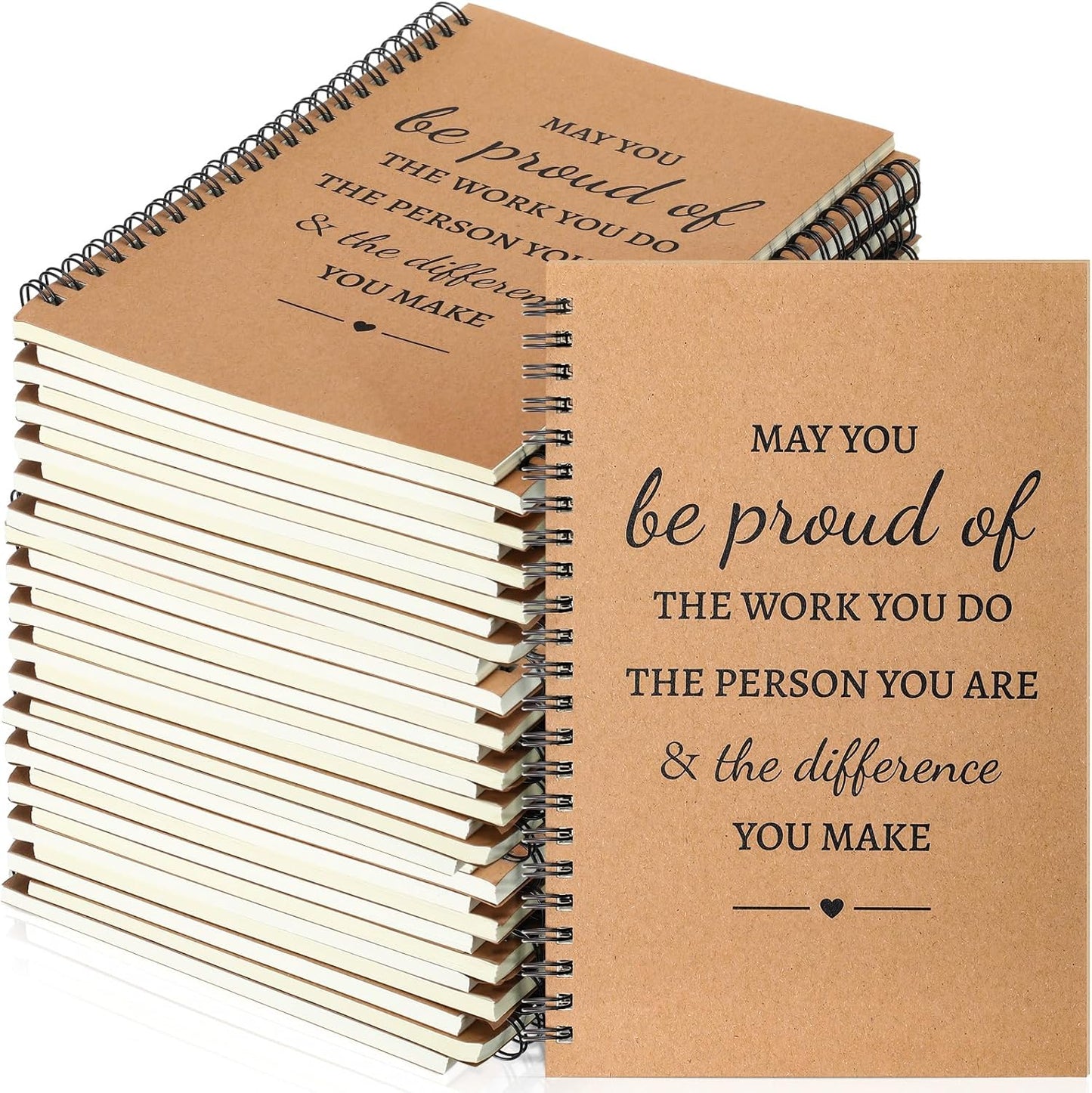 Colarr 60 Pcs A5 Inspirational Spiral Notebook Bulk Appreciation Gift 6x8 Inch Motivational Notepad 100 Page/50sheet Lined College Ruled Journal for Employee Coworker Teacher Nurse (Brown)