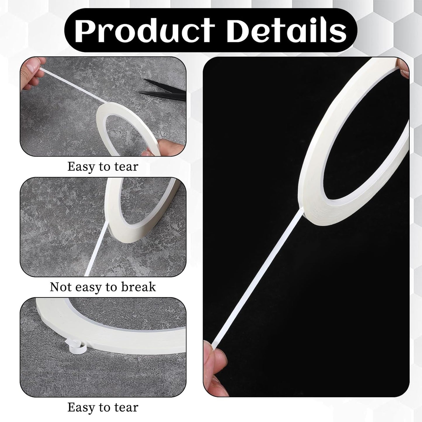 6 Rolls 1/8" Thin Dry Erase Board Tape Whiteboard Graphic Chart Line Grid Marking Tapes Pinstripe Tape Thin Painters Tapes for DIY Art Graphic Chart Marking(216 Feet Per Roll)