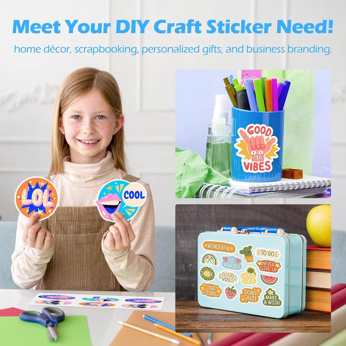 TECKWRAP Printable Vinyl Sticker Paper for Inkjet Printer, Glossy Inkjet Printable Vinyl, 8.26" x 11.69" A4 56 Sheets/Pack Printing Paper for Craft Scrap-Booking, Stickers, Labels