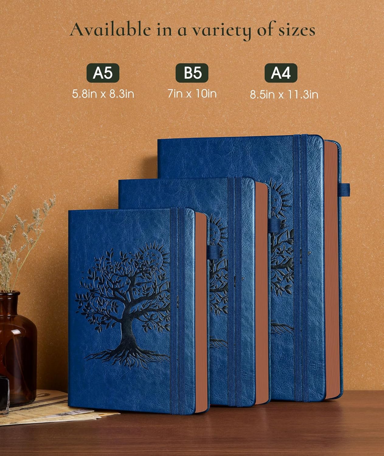 Vintage Leather Journal with 300 Numbered Pages,A4 Lined Journal for Men Women,Daily Journals for Writing,College Ruled Notebook for Work,School,Note taking,Travel Diary,Large (8.5" X 11.3")