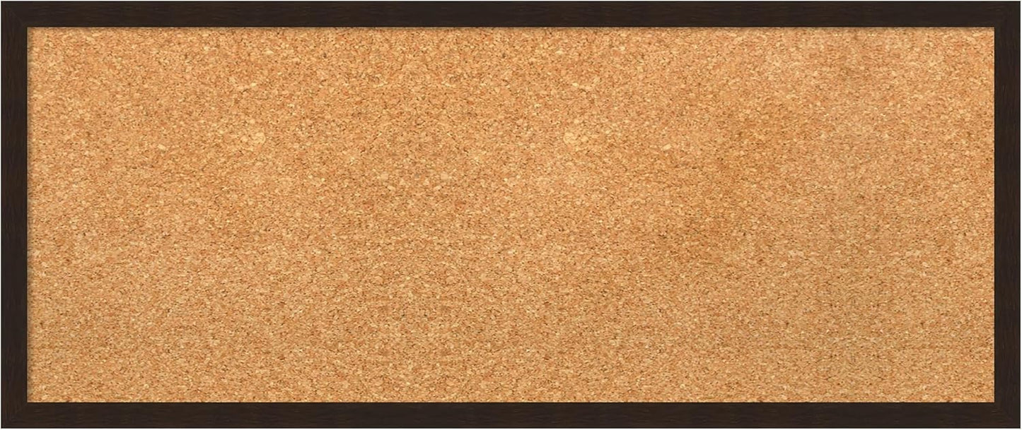 Amanti Art Natural Cork Board for Wall, 13x31 Vision Board with Brown Wood Frame, Medium Corkboard Office Decor for Home Organization, Rustic Farmhouse Corkboard Pinboard to display items for home
