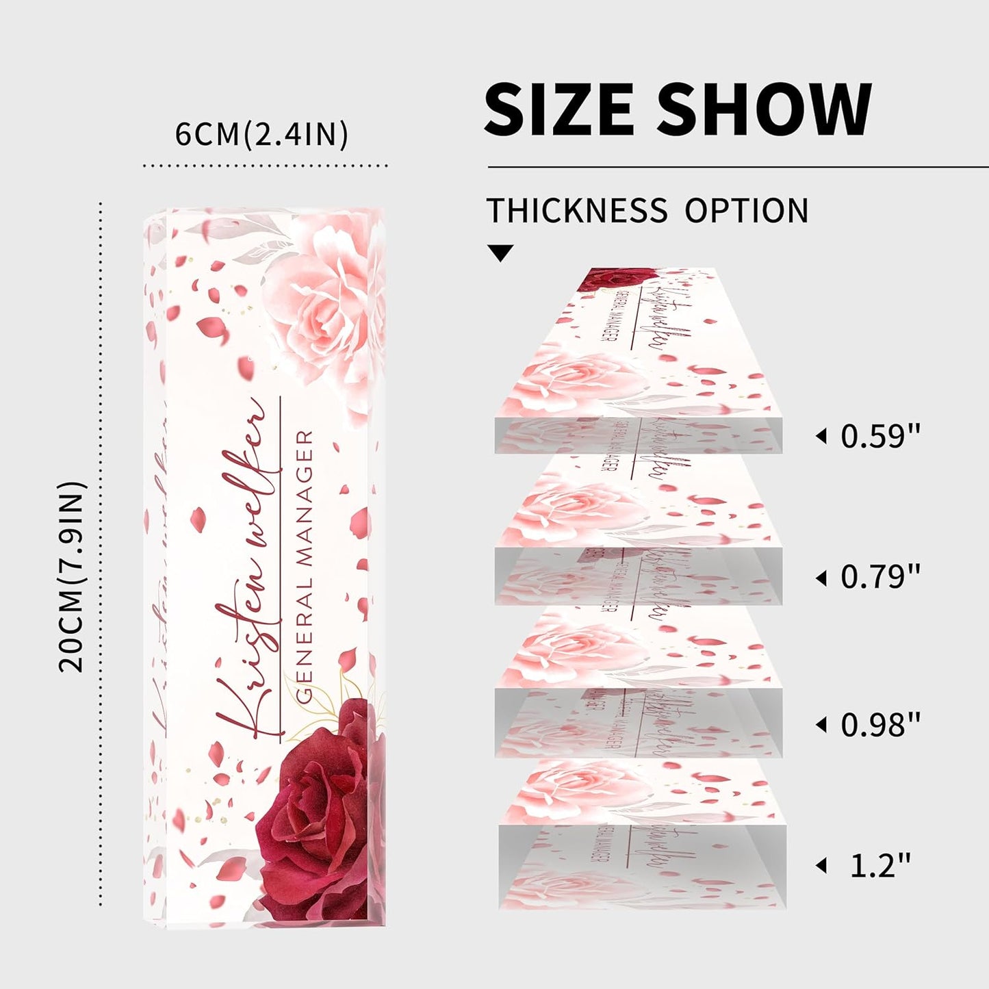 Custom Name Plate for Desk | Personalized Desk Name Plate | Personalized Boss Employee Appreciation Gifts | Acrylic Name Plate Office Desk Accessories (A-Rose)