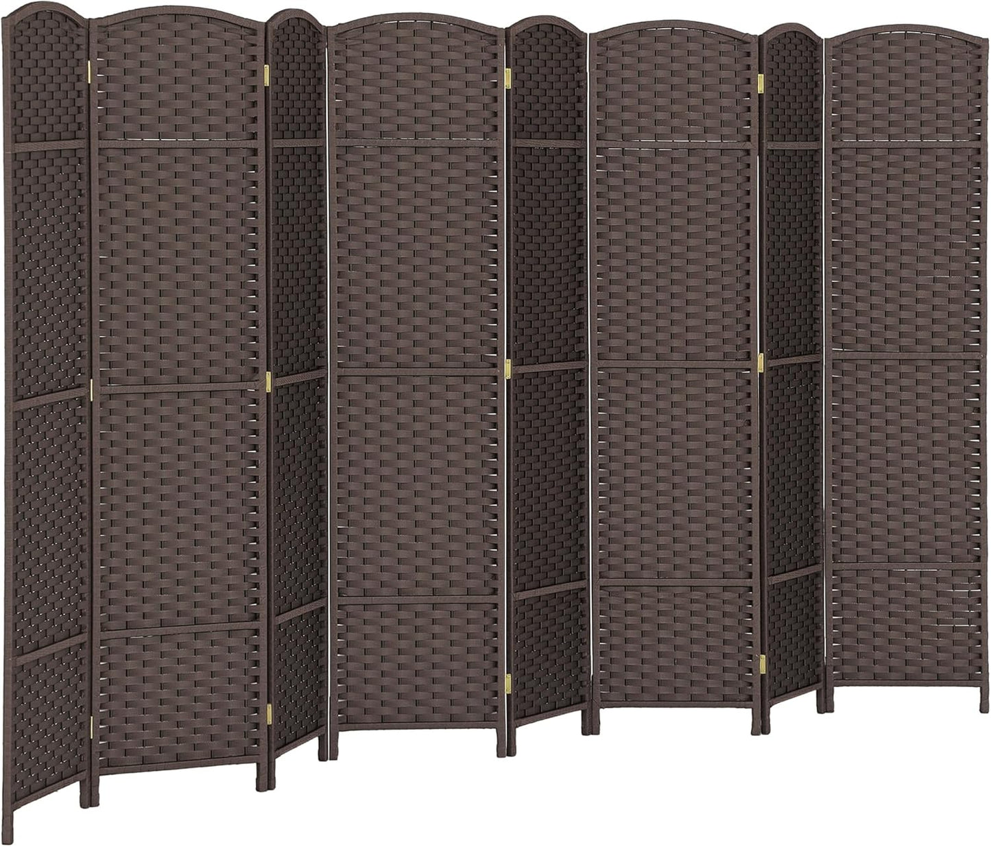 HOMCOM Room Divider, 8 Panel Folding Privacy Screen, 5.6' Tall Freestanding Wall Partition for Home Office, Bedroom, Brown
