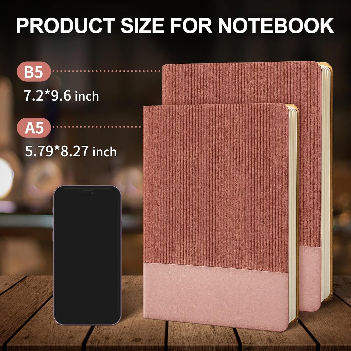 Lined Journal Notebook for Work College Ruled Note Book 7.2"x9.6" B5 PU Leather Daily Journaling 160 Pages for Women Men Writing Home School Supplies Business (B5 Lined 160pages, 02-Dark Pink)
