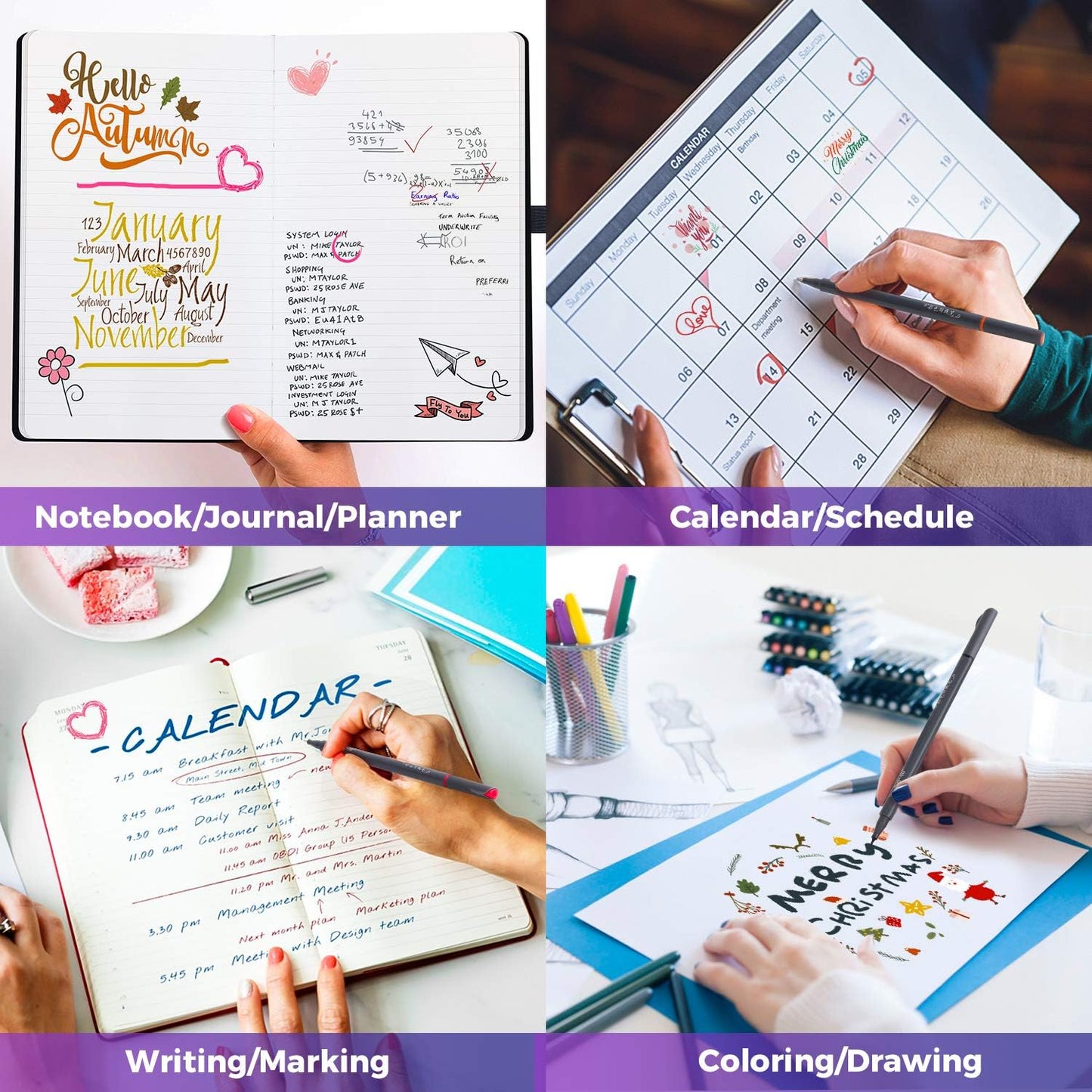 iBayam Journal Planner Pens Colored Pens, Office School Supplies, Fine Point Fineliner Drawing Art Markers for Bullet Journaling Scrapbooking Notebook Writing Note Taking Calendar Stationary, 18-Color