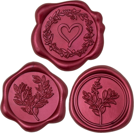 60 Pcs Burgundy Wax Seal Stickers Self-Adhesive Envelope Seals Stamp Stickers, Perfect for Wedding Invitations Seating Chart Christmas Gift Wrapping 3 Designs in 1 Pack