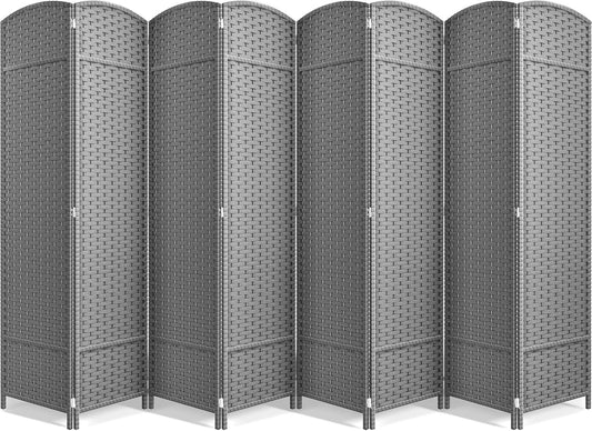 Sorbus 8 Panel Room Divider 6 ft. Tall - Privacy Screen, Extra Wide Double Hinged Panels, Mesh Hand-Woven Design, Partition Room Dividers and Folding Privacy Screens, Wall Divider for Room Separation