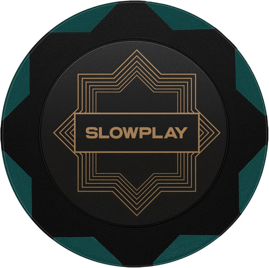 SLOWPLAY Nash Clay Poker Chips, 14 Grams Heavyweight Clay Composite, 40mm Large Chips in Bulk, Pack of 50 in Green Without Denomination