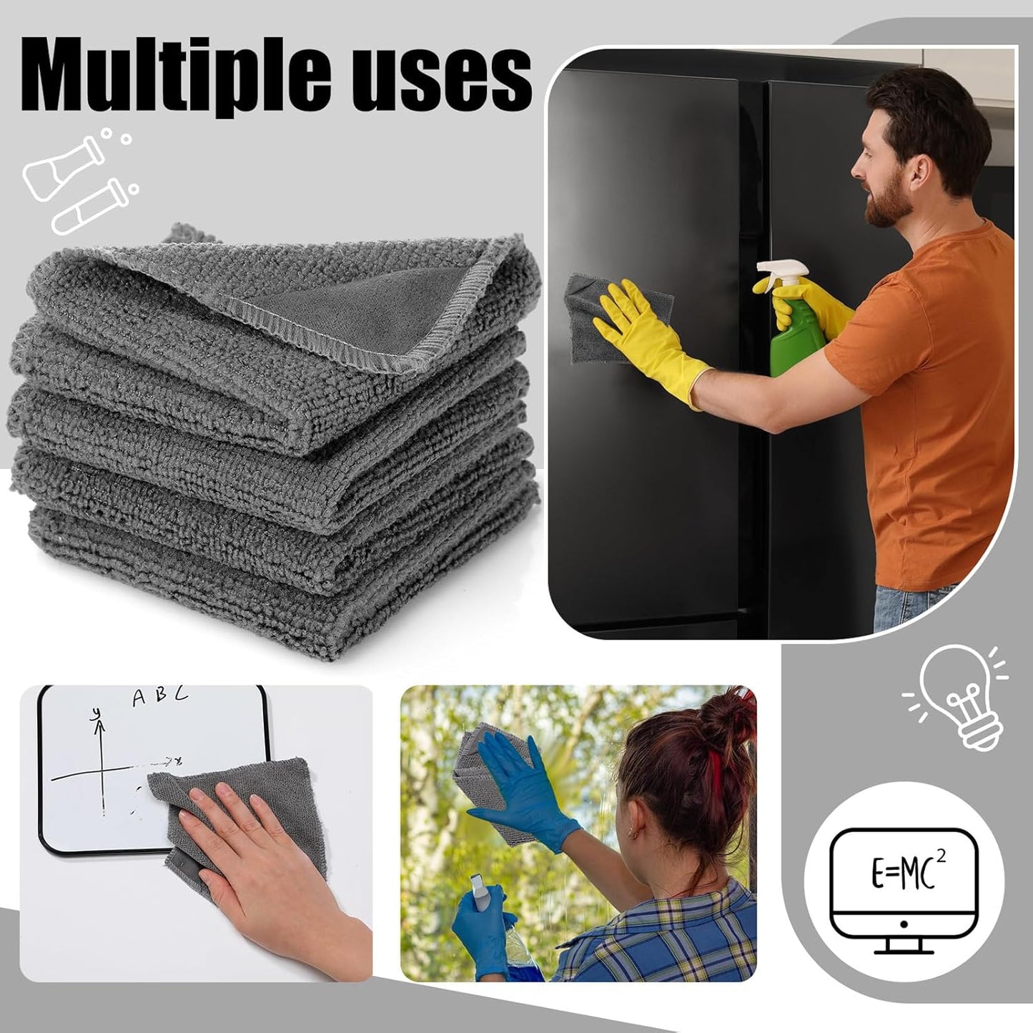 4 Pcs 7.8" x 11.8" Magnetic Cleaning Cloth Dry Erasers for White Boards Extra Strong Magnetism Microfiber Whiteboard Eraser for White Boards Blackboards Classroom Home Reusable Washable