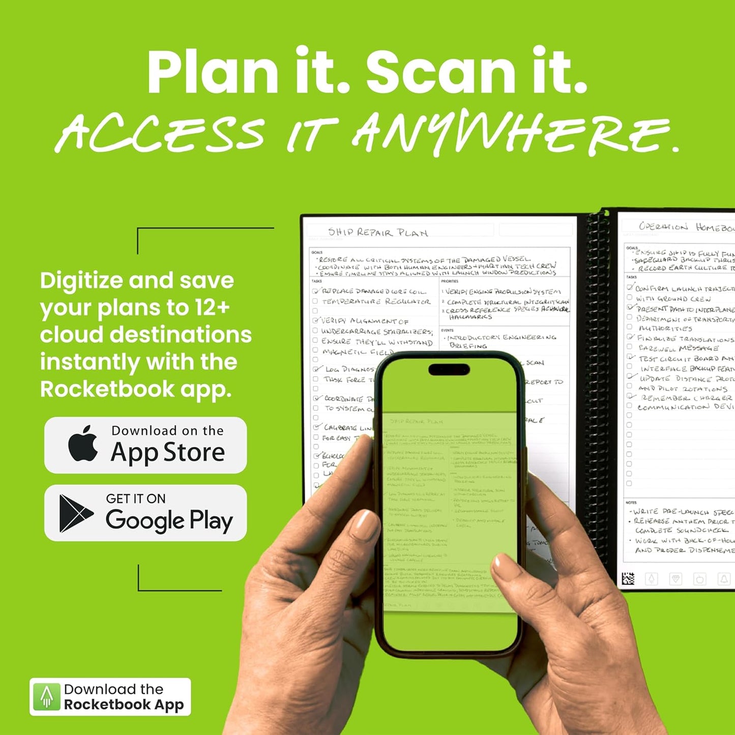 Rocketbook Flex Planner, Reusable Undated Smart, Executive Size 6x8.8 in Green – Daily, Weekly, Monthly, Annual Calendar, Tasks, Goals, Scheduling, Productivity, App Connected, Erasable, Durable Cover